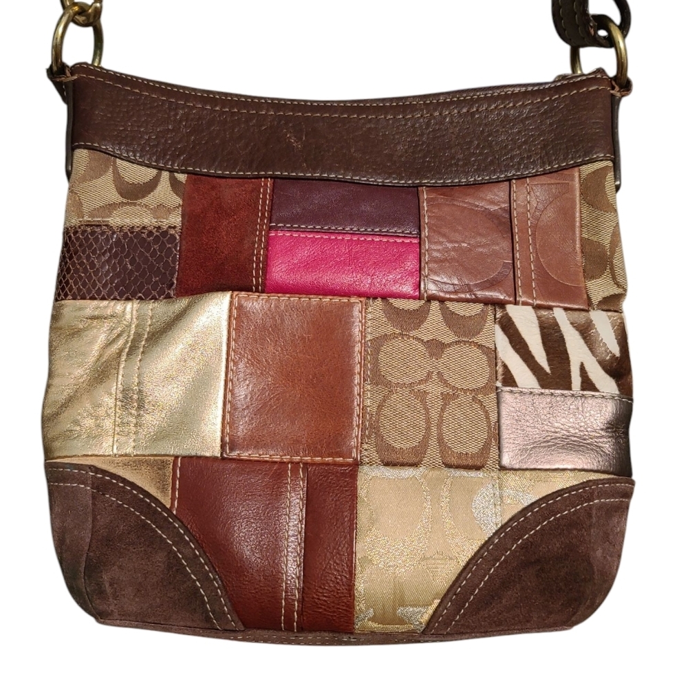 COACH Vintage Patchwork Madras Crossbody Shoulder Bag w/ Adjustable Strap - Picture 6 of 16